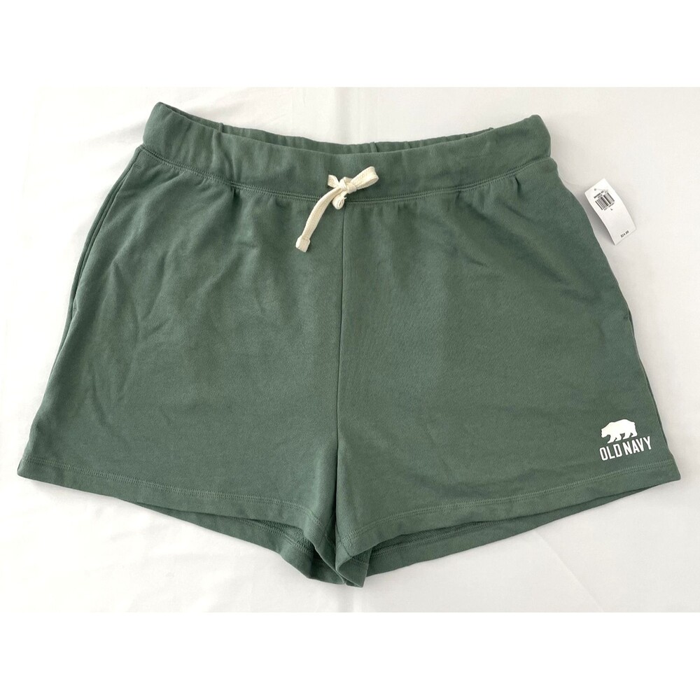 NWT Old Navy Women's Drawstring Lounge Shorts Green Cotton Blend Size L-mpv